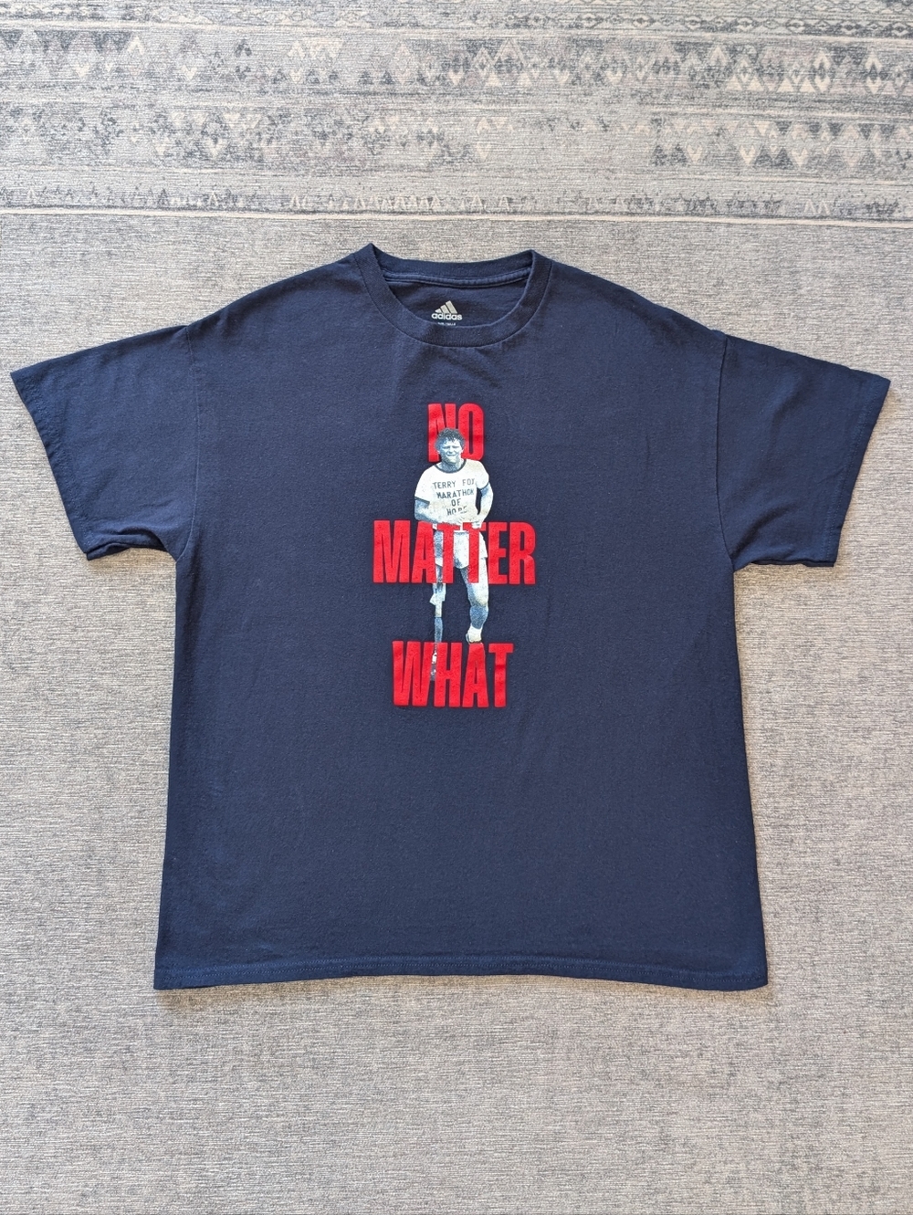 Adidas Terry Fox Blue T-shirt No Matter What Ryan Reynolds Edition Cotton Size L